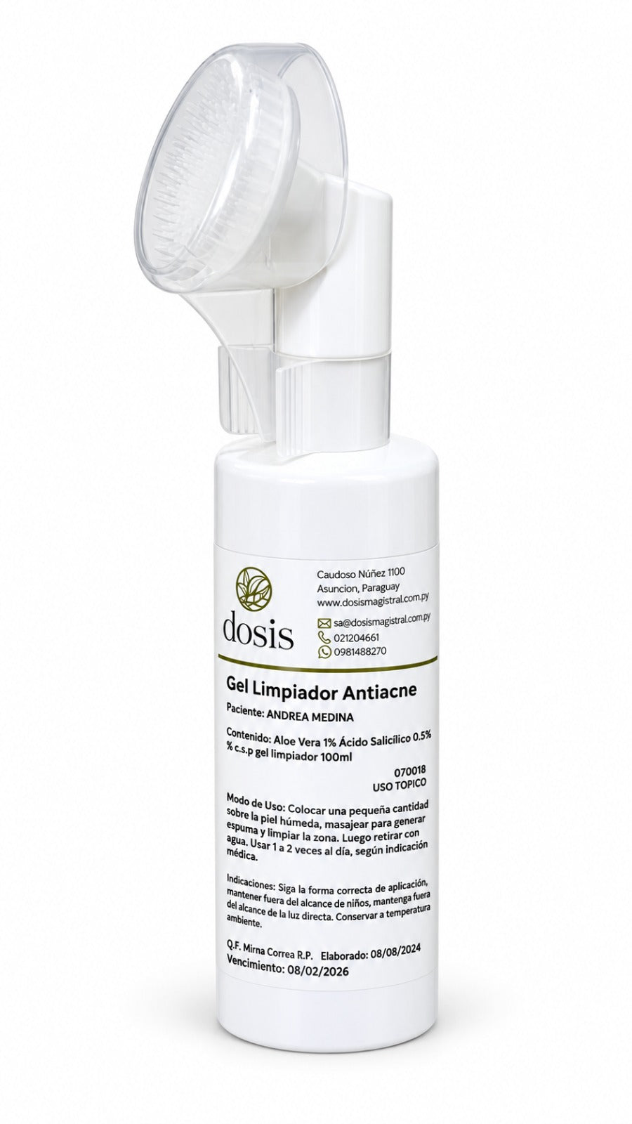 Gel Limpiador Antiacne fondo blanco