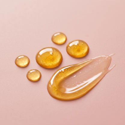 Textura del serum en gotas sobre superficie rosada